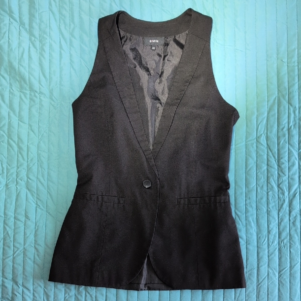 Ostin Black Tailored Sleeveless Blazer Vest